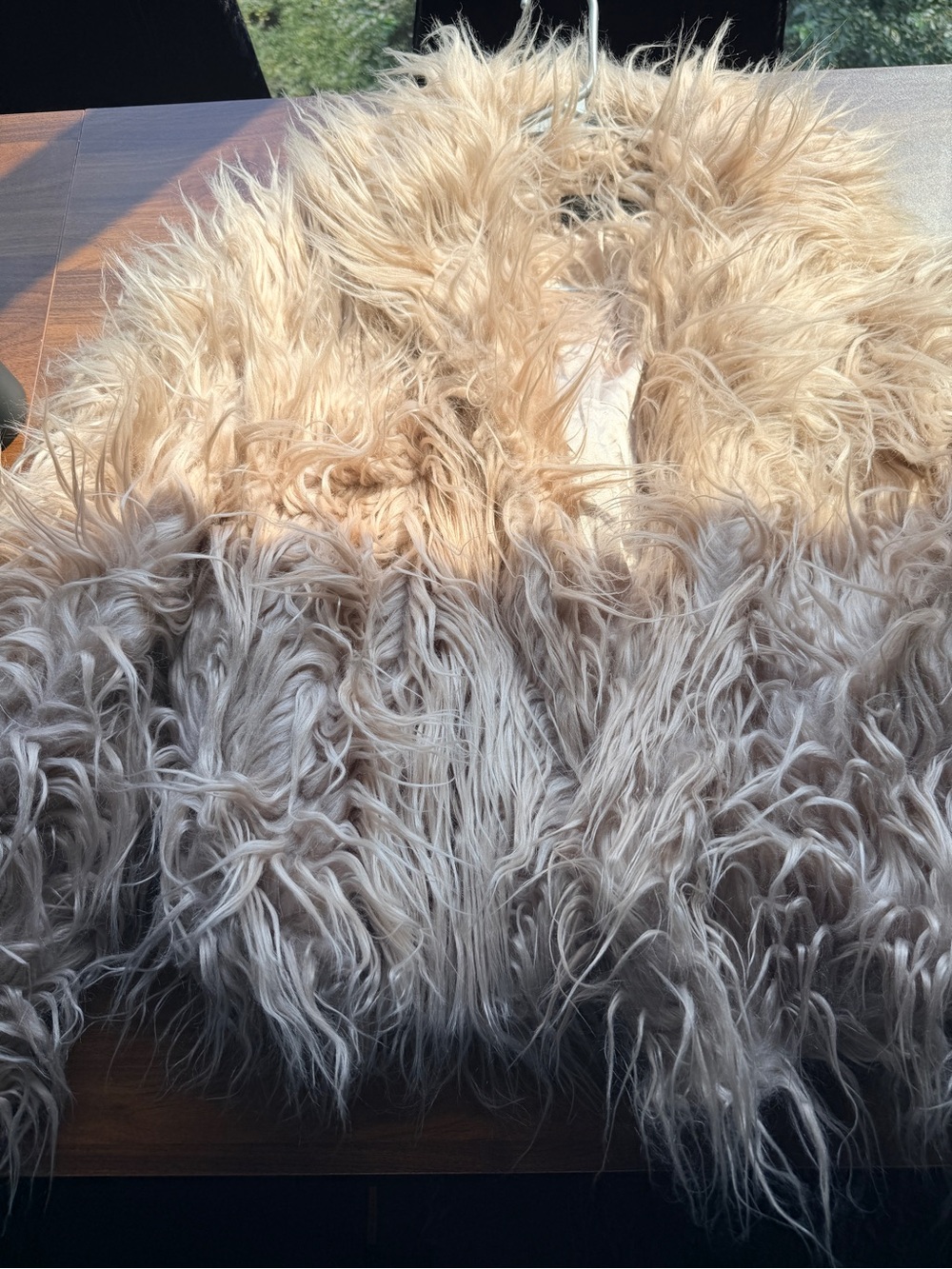 AKIRA Cream Faux Fur Shag Puffer Jacket